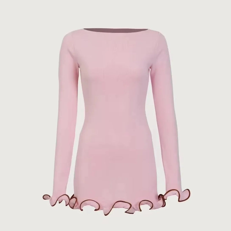Ruffle Hem Knit Mini Dress | MzStar Fashion | view 7