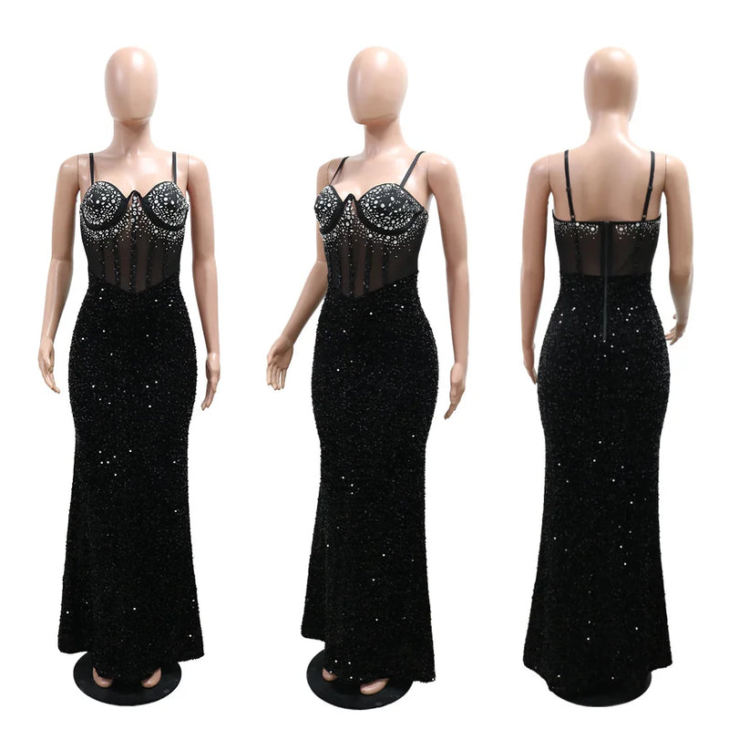 Sheer Sleeve Sequin Gown | MzStar Fashion | view 5