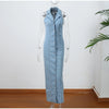 Denim Button-Front Maxi Dress | MzStar Fashion | view 8