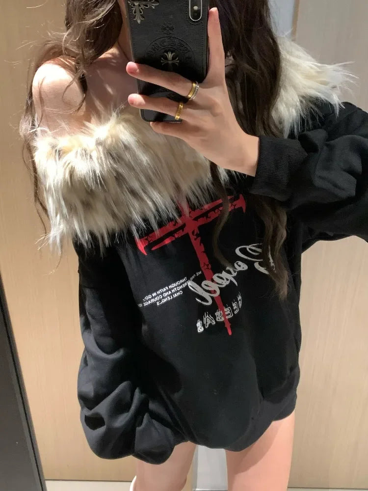 Fur-Collar Y2K Top | MzStar Fashion | view 5
