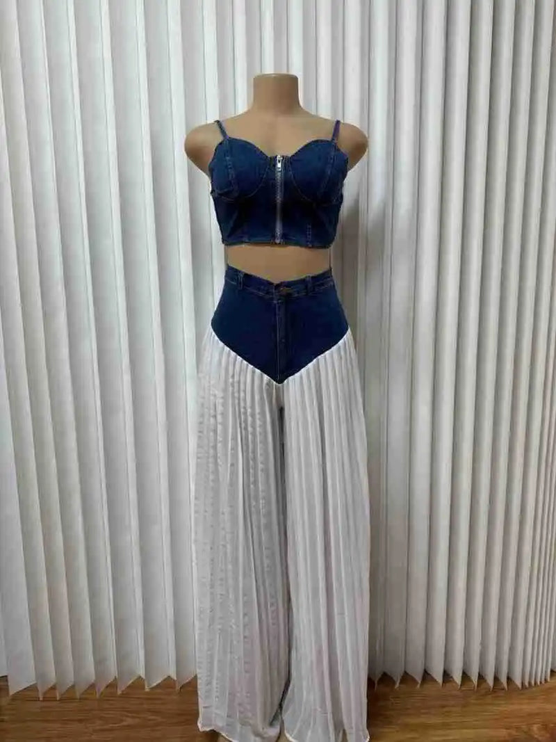 Strapless Top & Denim Pants Set | MzStar Fashion | view 8