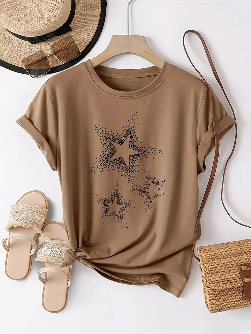 Star Print Black Tee | MzStar Fashion | view 3
