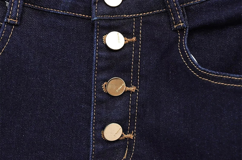 Metal Button Flared Jeans | MzStar Fashion | view 8