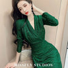 Slim V-Neck Midi Dress | MzStar Fashion | view 7