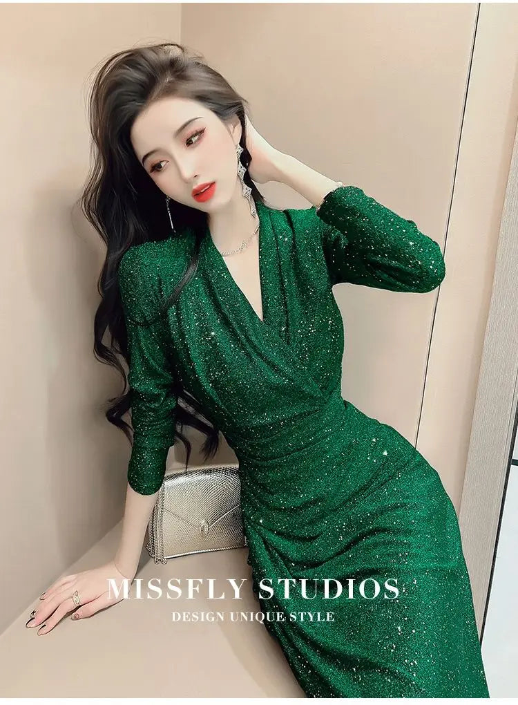 Slim V-Neck Midi Dress | MzStar Fashion | view 7