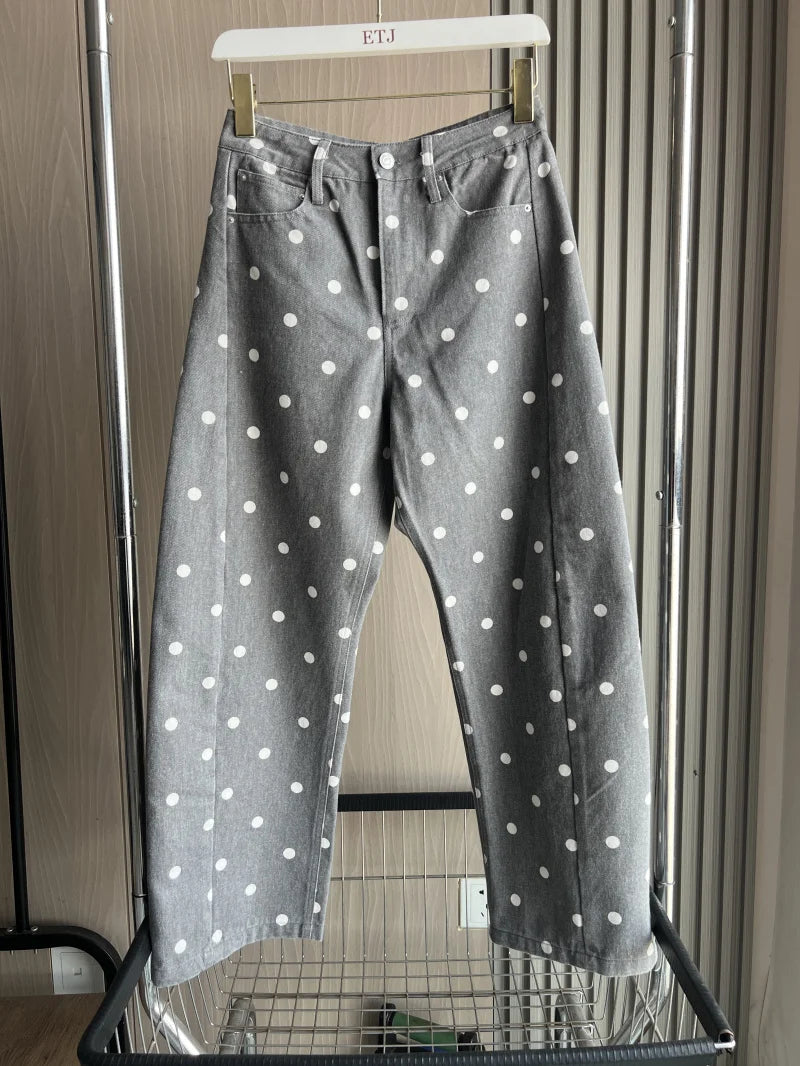 Polka Dot Wide-Leg Jeans | MzStar Fashion | view 5