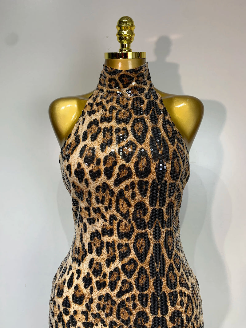 Leopard Sequin Mermaid Maxi Dress | MzStar Fashion | view 5