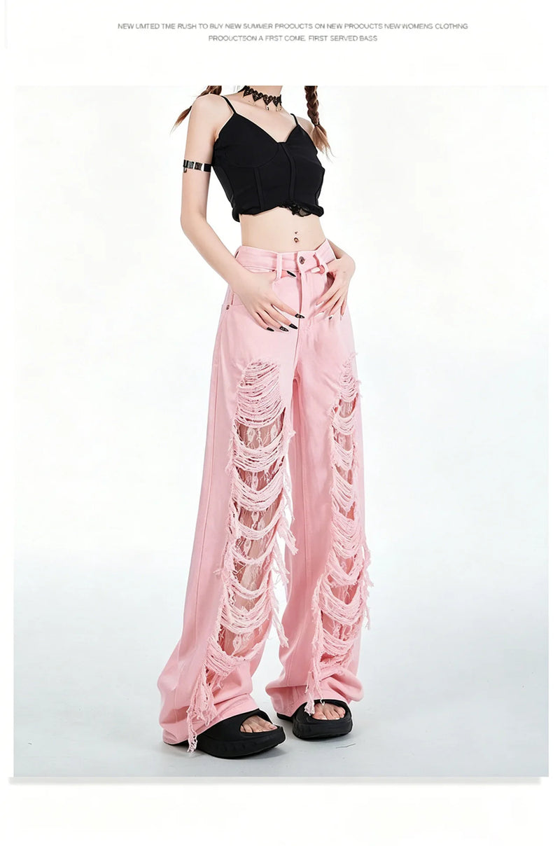 White Lace Cut-Out Jeans | MzStar Fashion | view 8