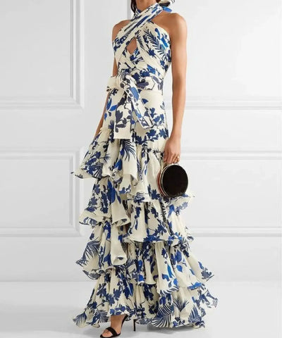 Boho Floral Off-Shoulder Maxi Dress