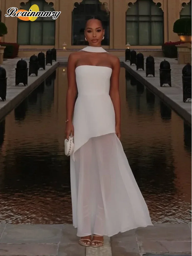 White Mesh Strapless Gown | MzStar Fashion | view 5
