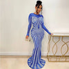 Crystal Mesh Long-Sleeve Gown | MzStar Fashion | view 6