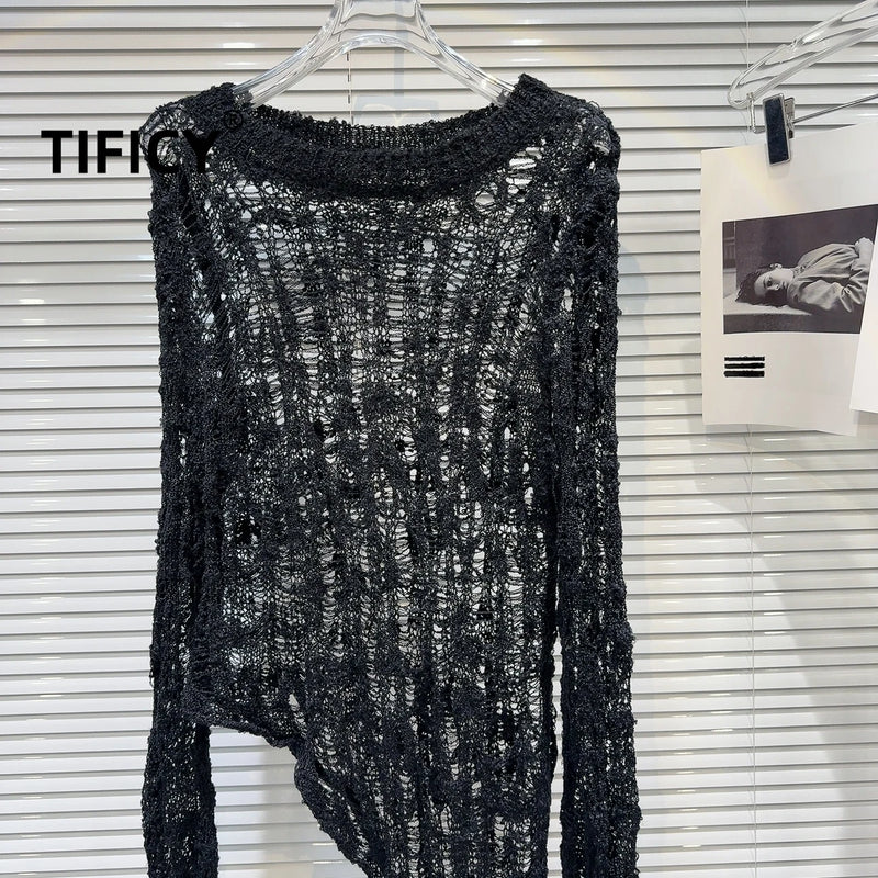 Open-Knit Longline Sweater | MzStar Fashion | view 5