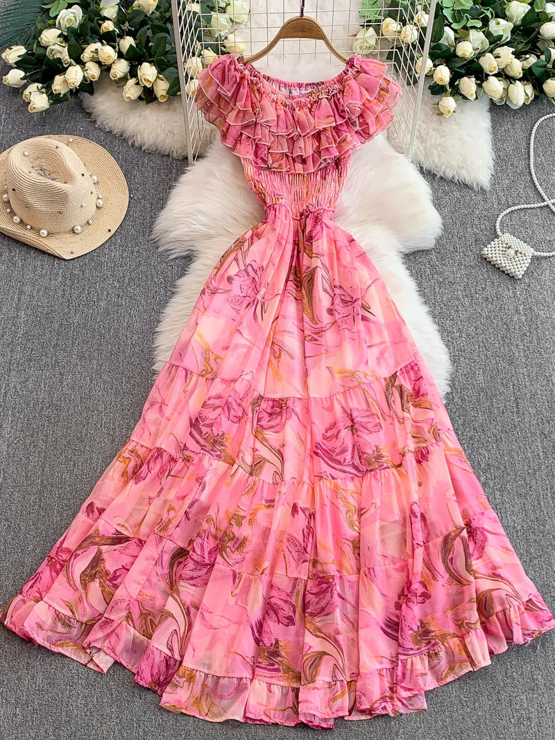 Lace Trim Tiered Midi Dress | MzStar Fashion | view 2