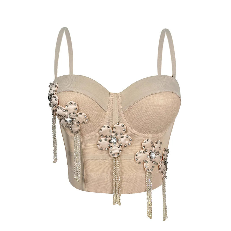 Floral Tassel Bralette Top | MzStar Fashion | view 3