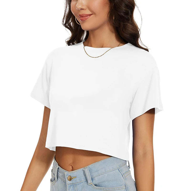 Sporty Cotton Crop Tee | MzStar Fashion | view 3