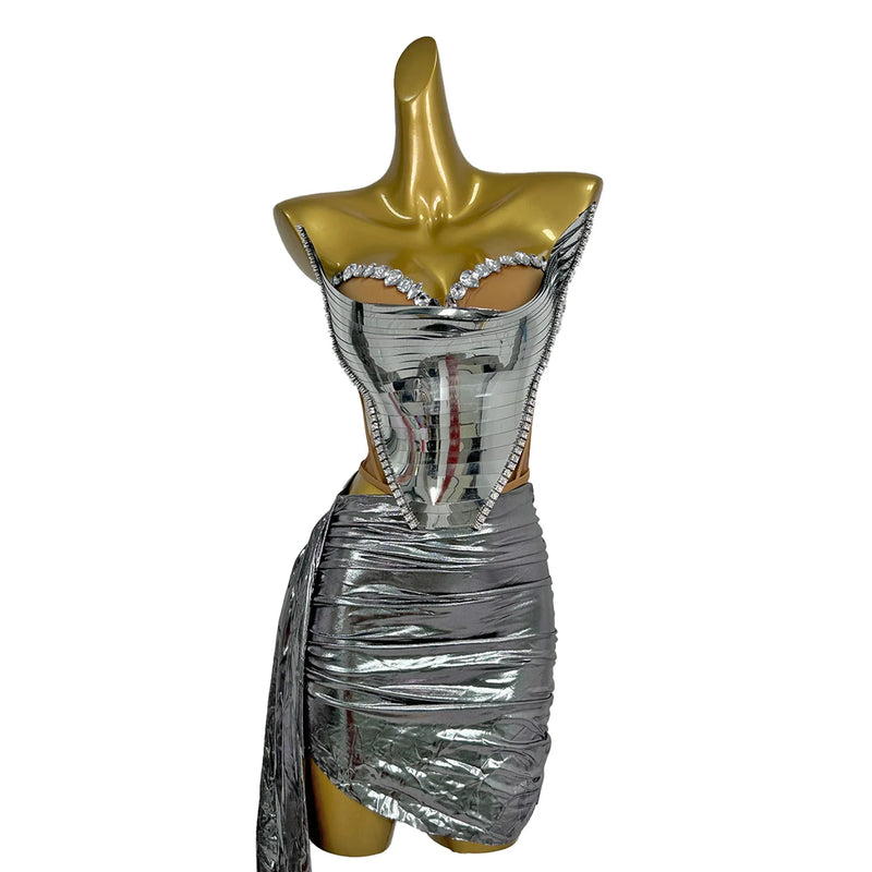 Gold Off-Shoulder Top & Skirt Set | MzStar Fashion | view 8