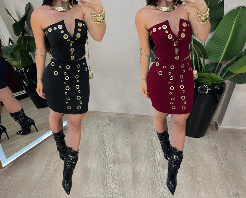 Geometric Knit Party Dress Set | MzStar Fashion | view 8