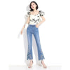 Embroidered Ankle Micro-Flare Jeans | MzStar Fashion | view 5