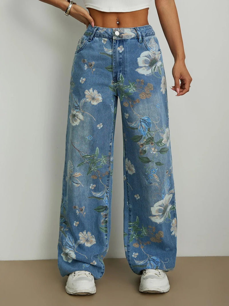 Printed Low-Rise Straight Jeans | MzStar Fashion | view 8