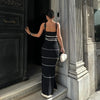 Striped Knit Halter Maxi Dress | MzStar Fashion | view 5