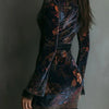 Velvet Floral Gothic Mini Dress | MzStar Fashion | view 2