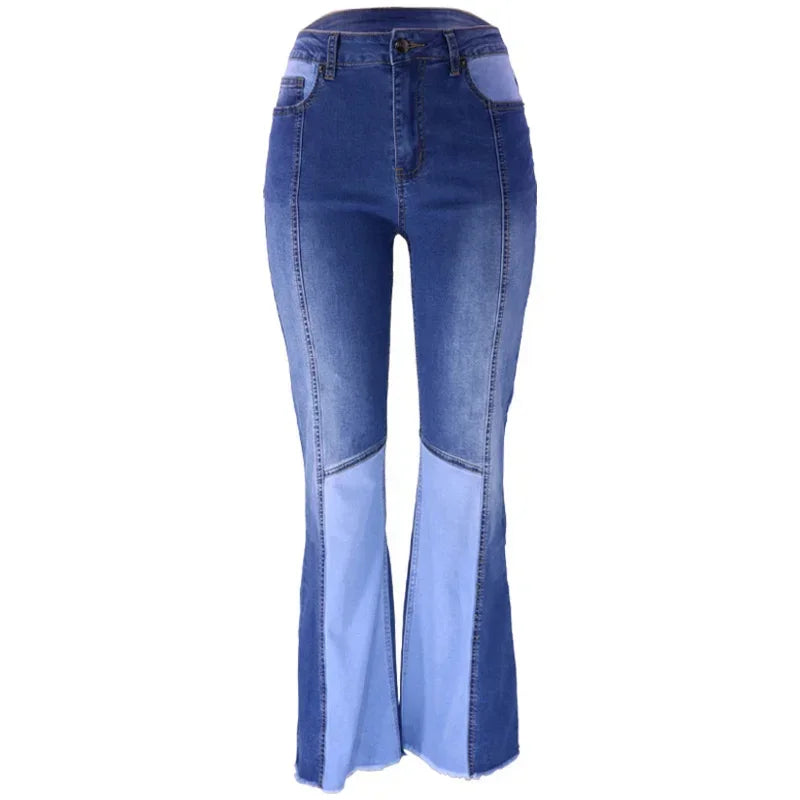 Two-Tone Washed Flared Jeans | MzStar Fashion | view 3