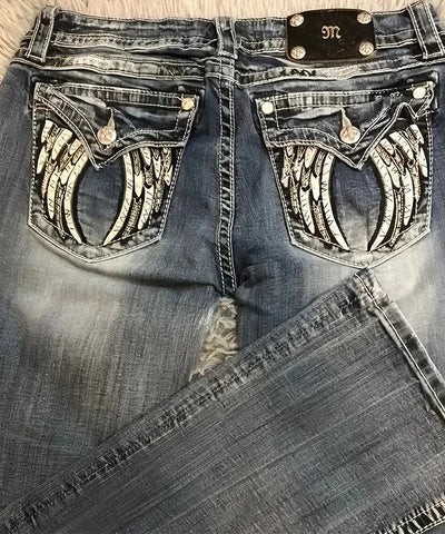 Embroidered Wing Y2K Jeans