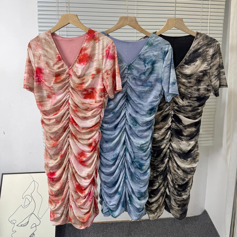 Tie-Dye Mesh Pleated Dress | MzStar Fashion | view 8