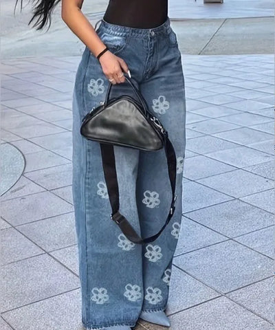 Floral Pocket Straight Jeans