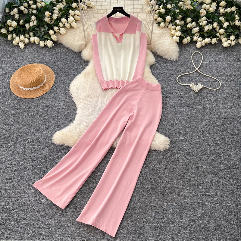 V-Neck Knit Two-Piece Set | MzStar Fashion | view 4