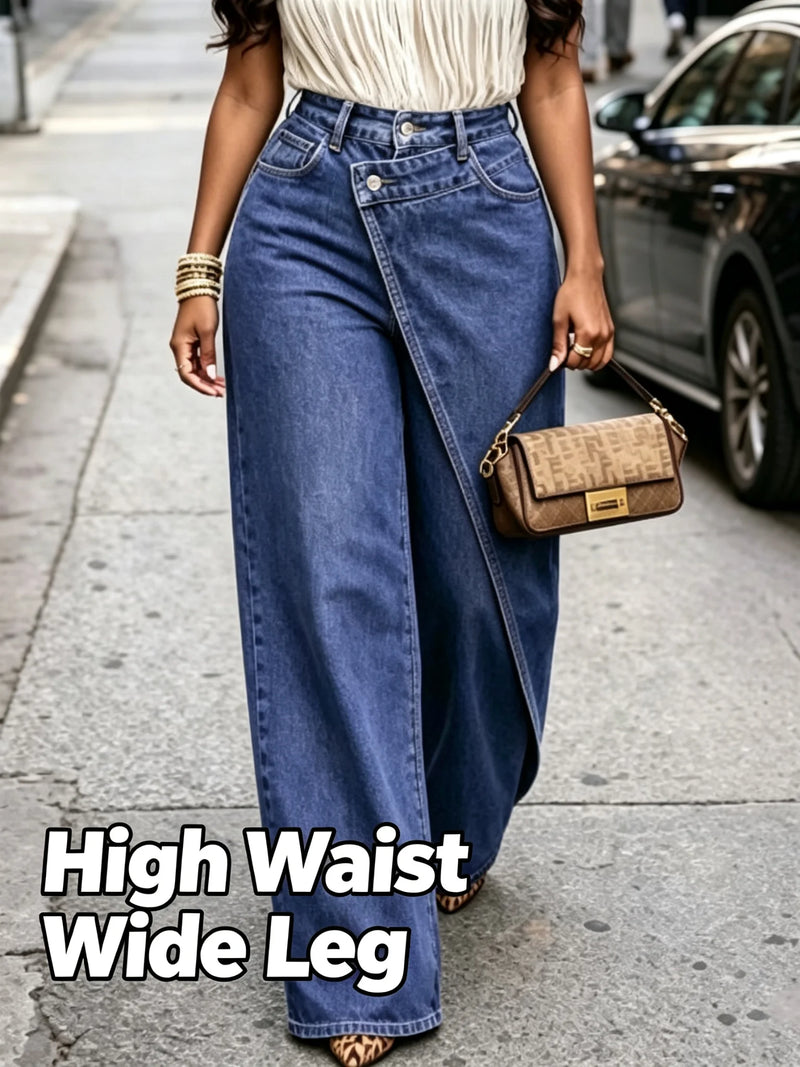 Wrap-Front Straight Jeans | MzStar Fashion | view 5