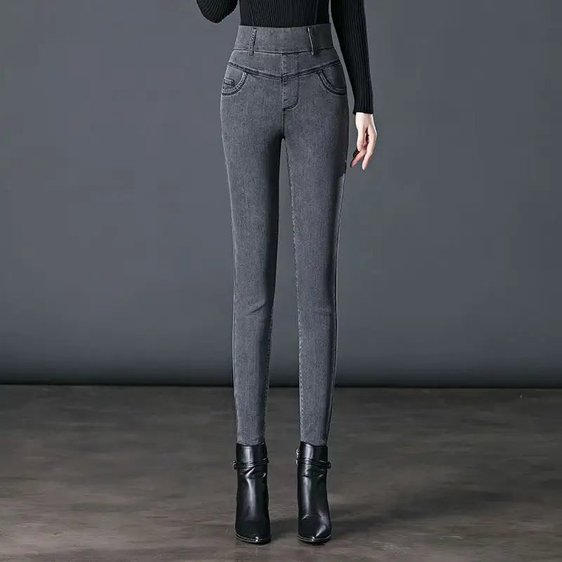 Elastic-Waist Stretch Pencil Jeans | MzStar Fashion | view 3