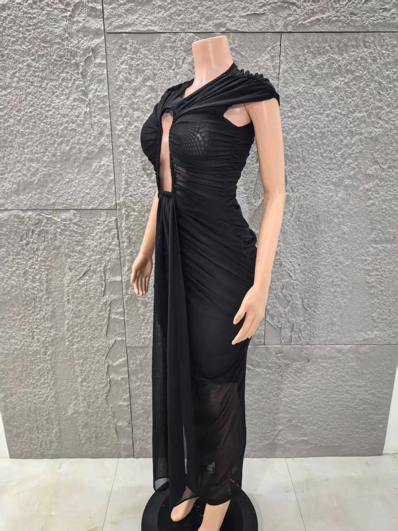Black Keyhole Bodycon Maxi Dress | MzStar Fashion | view 3