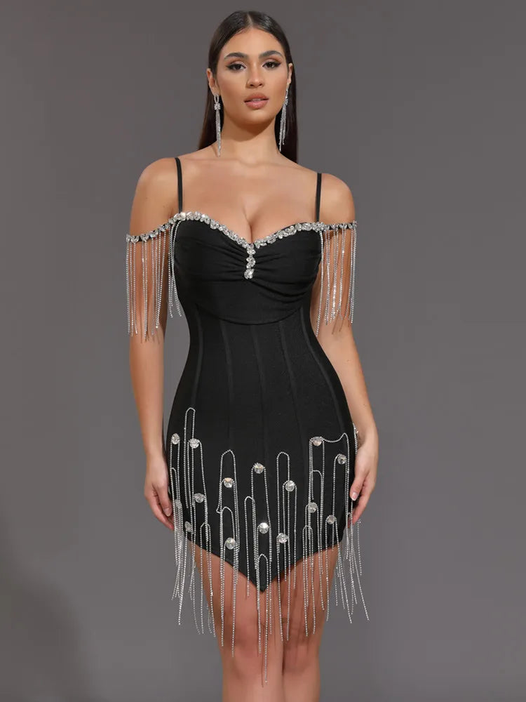 Crystal Beaded Bandage Mini Dress | MzStar Fashion | view 7