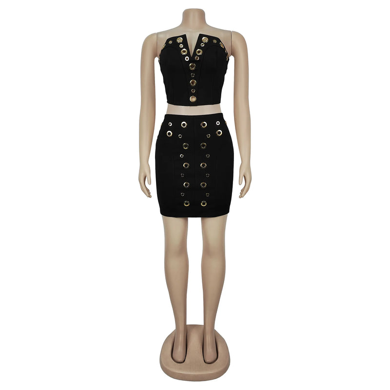 Geometric Knit Party Dress Set | MzStar Fashion | view 5