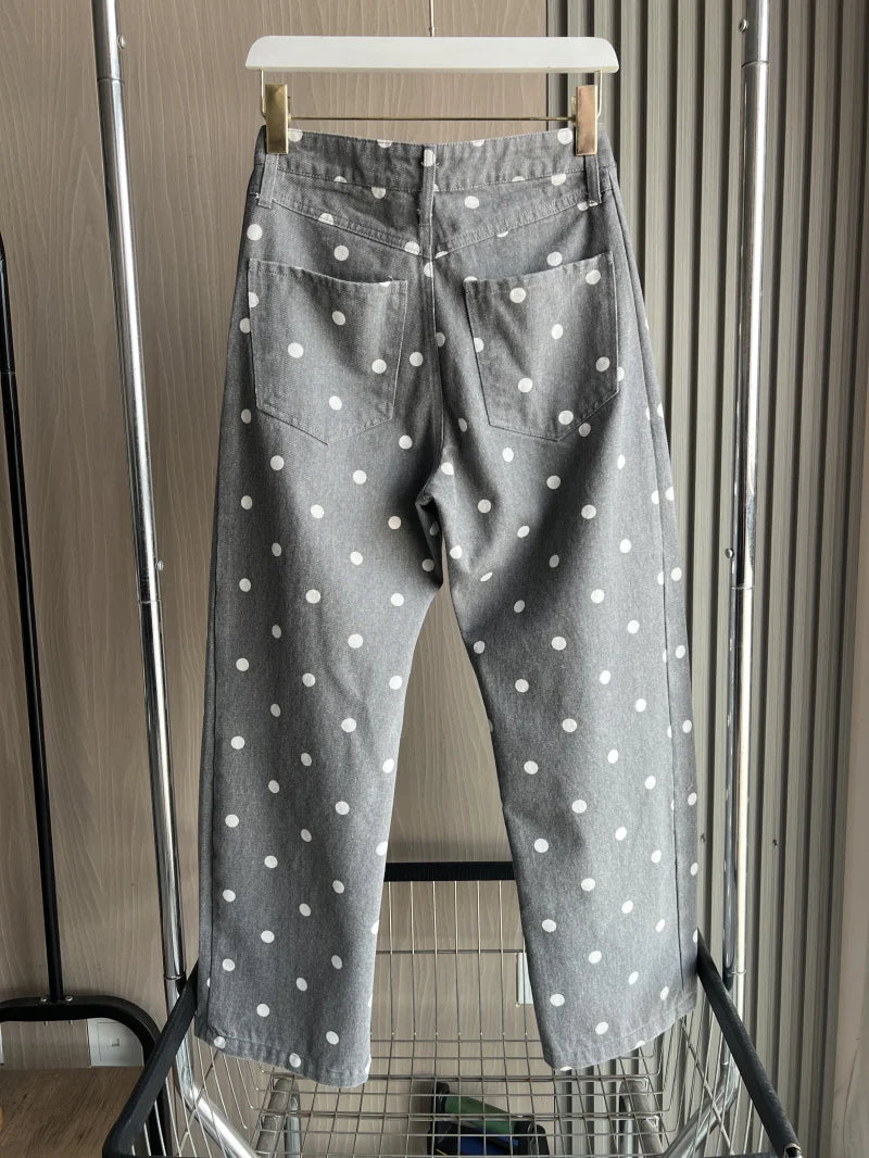 Polka Dot Wide-Leg Jeans | MzStar Fashion | view 6