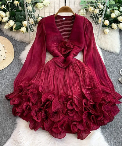 3D Floral Gauze Mini Dress | MzStar Fashion