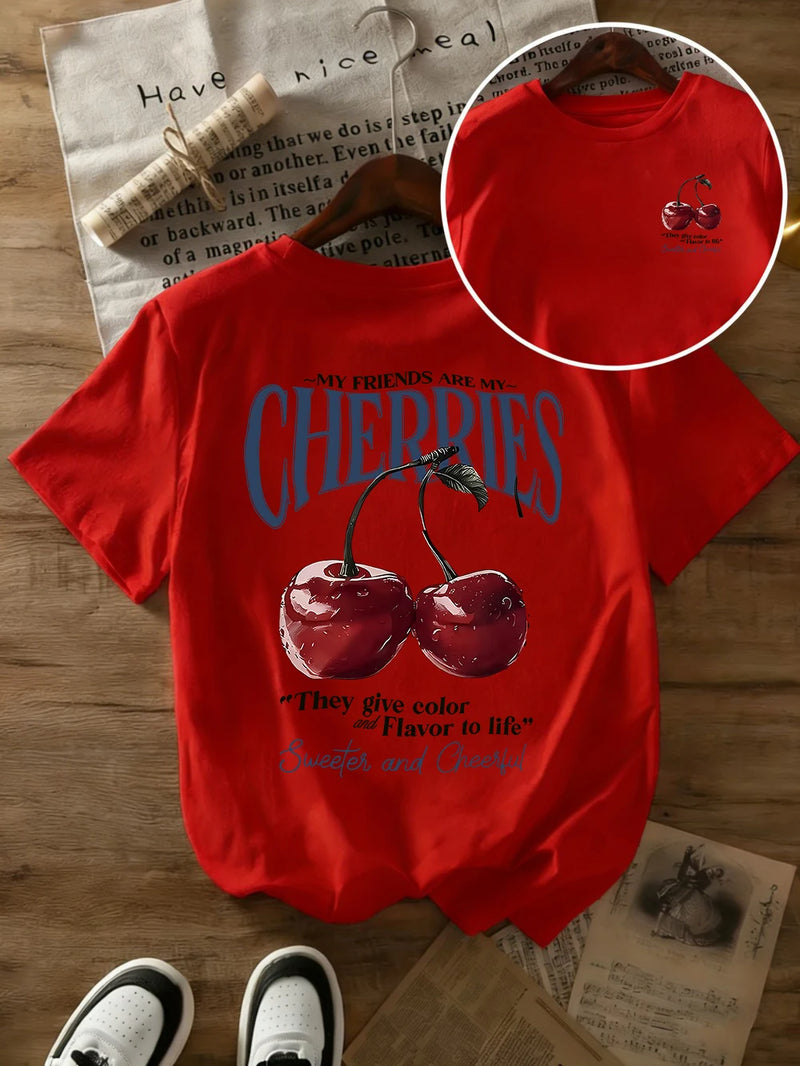 Cherry Print Oversized Tee | MzStar Fashion | view 3