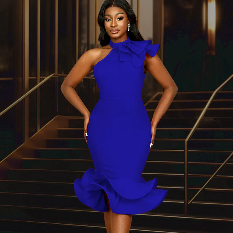Plus-Size Lace One-Shoulder Dress | MzStar Fashion | view 2