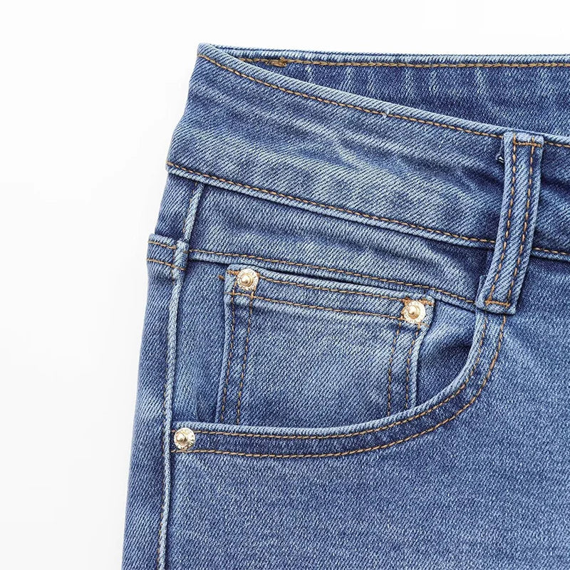 Metal Button Flared Jeans | MzStar Fashion | view 2