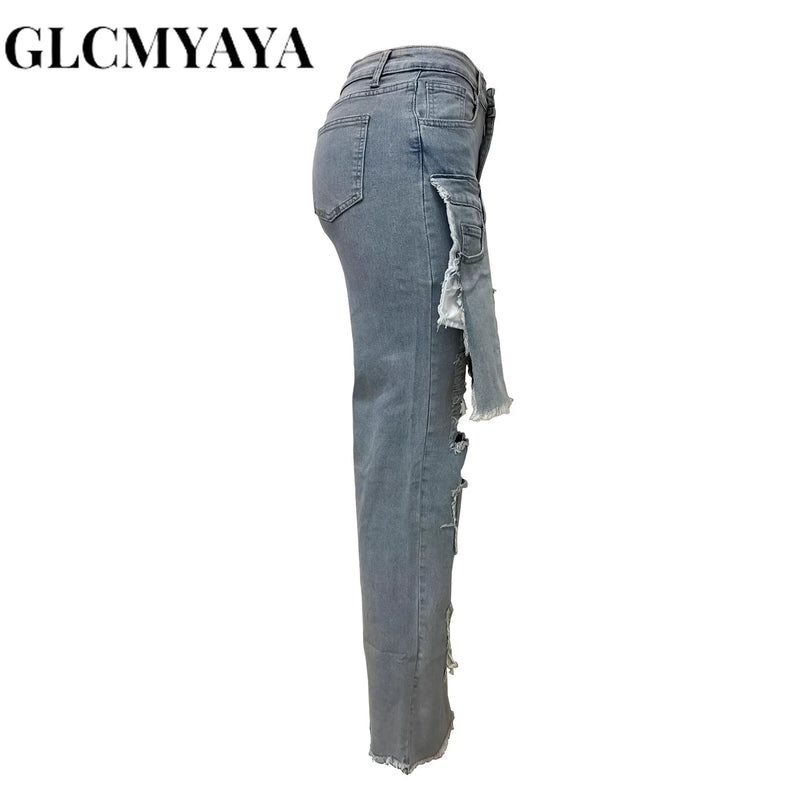 Pocket Patchwork Vintage Pants | MzStar Fashion | view 6