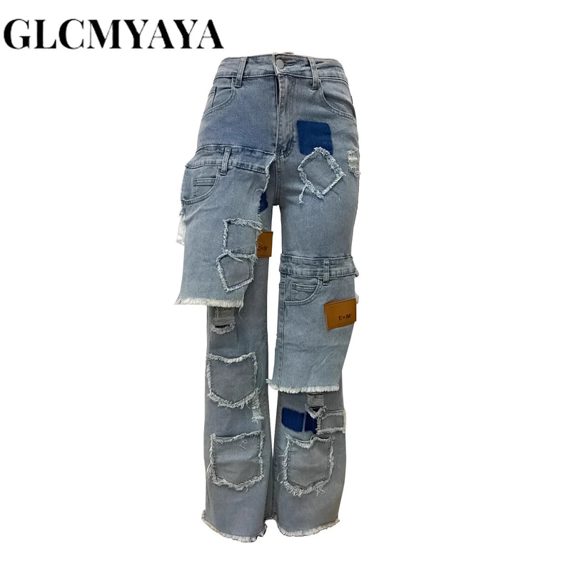 Pocket Patchwork Vintage Pants | MzStar Fashion | view 4