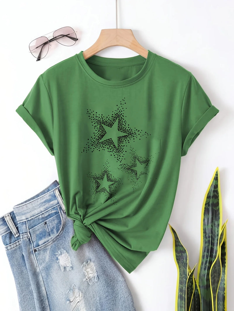 Star Print Black Tee | MzStar Fashion | view 4