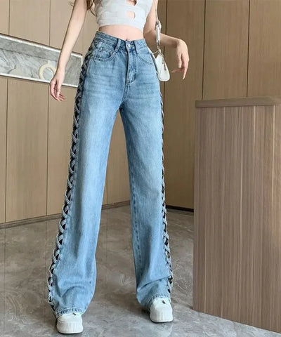 Side-Braid Cut-Out Jeans | MzStar Fashion
