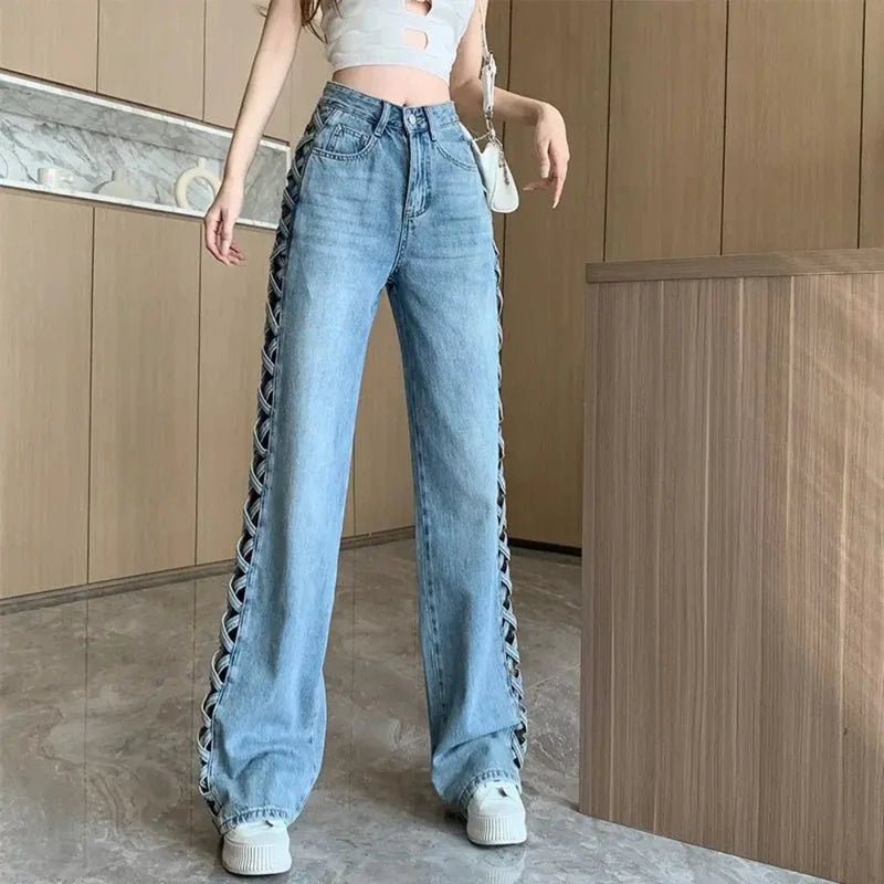 Side-Braid Cut-Out Jeans | MzStar Fashion