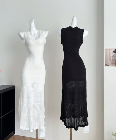 Crochet Cut-Out Midi Dress
