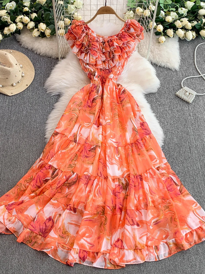 Lace Trim Tiered Midi Dress | MzStar Fashion | view 4