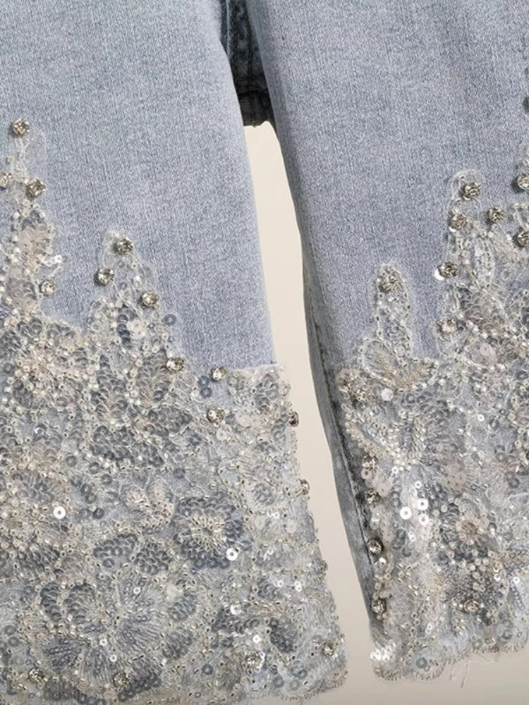 Sequin Splice Denim Shorts | MzStar Fashion | view 4