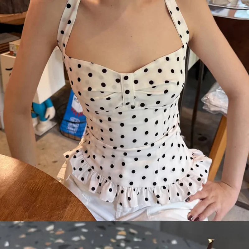 Polka Dot Ruffle Halter Top | MzStar Fashion | view 8