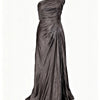 Olive Satin One-Shoulder Gown | MzStar Fashion | view 3